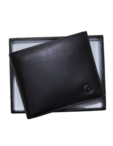 GIO 1623 Full Grain Genuine Leather Bifold Wallet – Black