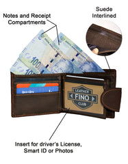 Fino GX-047 Full Grain Genuine Leather Mens Wallet with Box