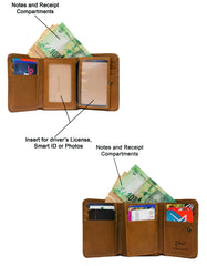 Fino GX-052 Full Grain Genuine Leather Slim Compact Wallet with Box - Brown