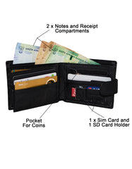 Fino HL-1333 Genuine Leather Laser Script Wallet with SD Card Holder & Box