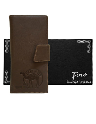 Fino HL-P1403 Unisex Genuine Leather Bifold Wallet In Box - Brown