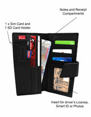 Fino HL-1407 Unisex Genuine Leather Bifold Wallet with SD Card Holder & Box