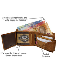 Fino HL-505 Genuine Leather Wolf Wallet with SD Card Holder & Box