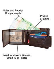 Fino Hl-507 Genuine Leather Bifold Cowskin Wallet with SD Card Holder & Box