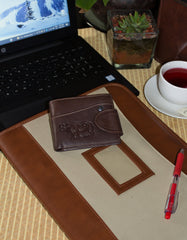Fino Hl-507 Genuine Leather Bifold Cowskin Wallet with SD Card Holder & Box