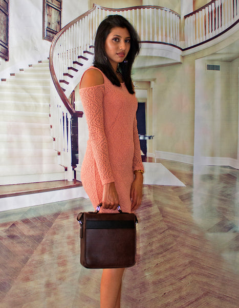 Fino HX-622 Unisex Luxurious Classic Faux Leather Sling Bag - Brown