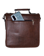 Fino HX-623 Unisex Basic Brown Faux Leather Sling Bag - Brown