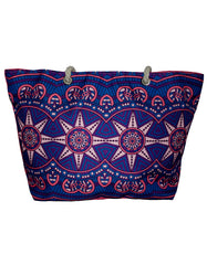Fino JH-18051 Exotic Print Canvas Oversize Beach /Shopping/ Tote Bag - Purple & Pink