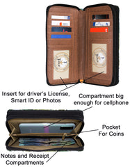 Fino JH-798H Faux Leather Grab & Go All in 1 Purse with Cellphone Pouch
