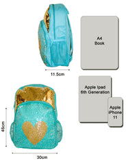 Fino JS-190502 Sequin Heart Design Backpack - Blue