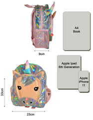 Fino JS-190503 Unicorn Holographic Backpack - Pink & Silver