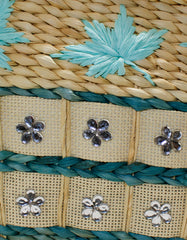 Fino JSZ-0536 Straw Bag with Silver Flower Details- Set of 3