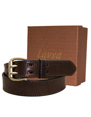 Luvsa KW-B72 Full Grain Veg Tanned Handmade Leather Belt with Box - Brown