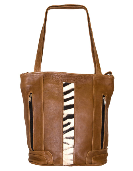 Luvsa LSTJ117 Genuine Leather Buck Skin Tote Bag