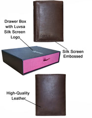 Luvsa LU-2203 Full Grain Genuine Leather Trifold Wallet with Box