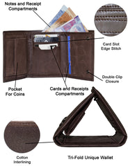 Luvsa LU-2203 Full Grain Genuine Leather Trifold Wallet with Box