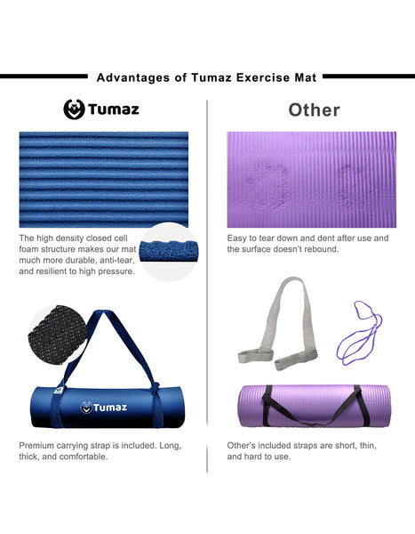 Tumaz NBR 10mm Thick all in 1 Anti Tear Exercise Mat (Weight