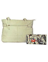 Fino NK-7687+1655-765 Faux Leather Smart Shoulder Bag with Purse Set - White