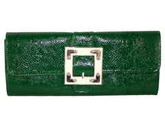 Fino RF-08 Faux Crocodile Patent Leather Buckle Clutch Bag with Chain