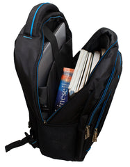 Fino SK-9028 Unisex 15 Inch Laptop Backpack with Blue Piping-19 Litre - Black