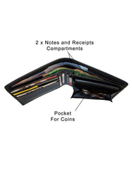 Fino SK-BD1603 Italian Top Grain Genuine Leather Wallet wih Box -Black