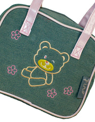 Fino SK-CA8879 Two-Tone Girls Denim with Bear Embroidery Bags - Set of 3