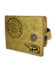 Fino SK-LS083 Faux Leather Rhino Vintage Bifold Wallet - Yellow