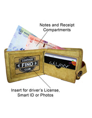 Fino SK-LS083 Faux Leather Rhino Vintage Bifold Wallet - Yellow