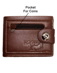 Fino SK-LS093 Faux Leather Men’s Rhino Wallet with Front Zip Coin Pocket