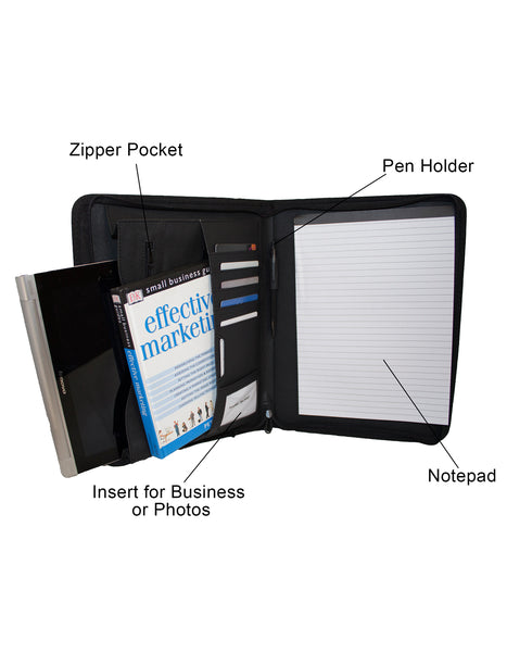 Fino SK-PF007 Faux Leather Business Folder/Organiser/Portfolio - Black