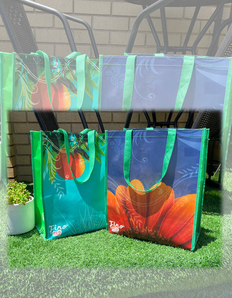 Fino SK-PP01 45L Glossy Eco-Friendly Set of 2 Reusable Shopping Bag - Sunflower & Orange Tree