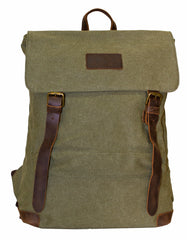 Fino SL-048 Unisex Canvas and Genuine Leather Backpack with Leather Front Tag