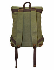 Fino SL-048 Unisex Canvas and Genuine Leather Backpack with Leather Front Tag