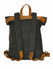 Fino SL-531 Unisex Canvas and Genuine Leather Backpack with Rolled up Closure