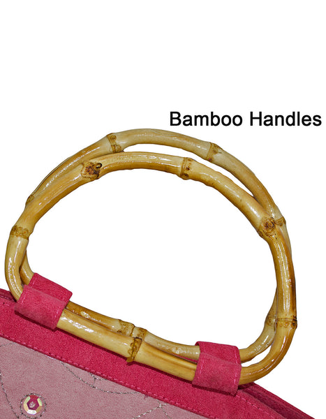 Fino T4-204A  Suede Bamboo Handle Value Pack Bags - Set of 3