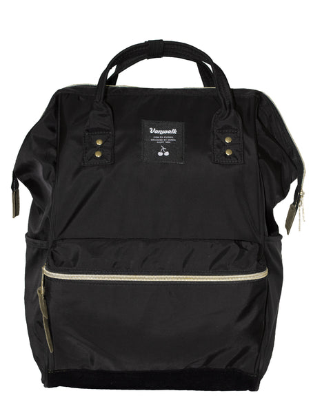 Fino V-1239 Nylon Vanwalk Fashionable Suede Bottom Diaper Backpack- Black