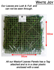 Masturf Premium White Joy 50 x 50cm Faux Leaves UV Resistant Panel