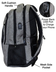 Qinol YCA-16 Unisex Travel 15” Laptop Backpack with USB Charging Port