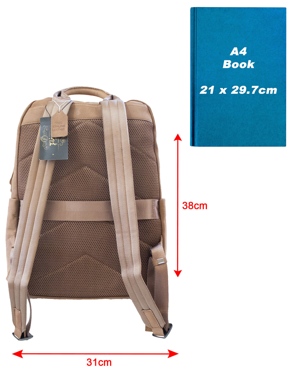 Fino FN-6807 Unisex Full Grain Genuine Leather 15-inch Laptop Backpack