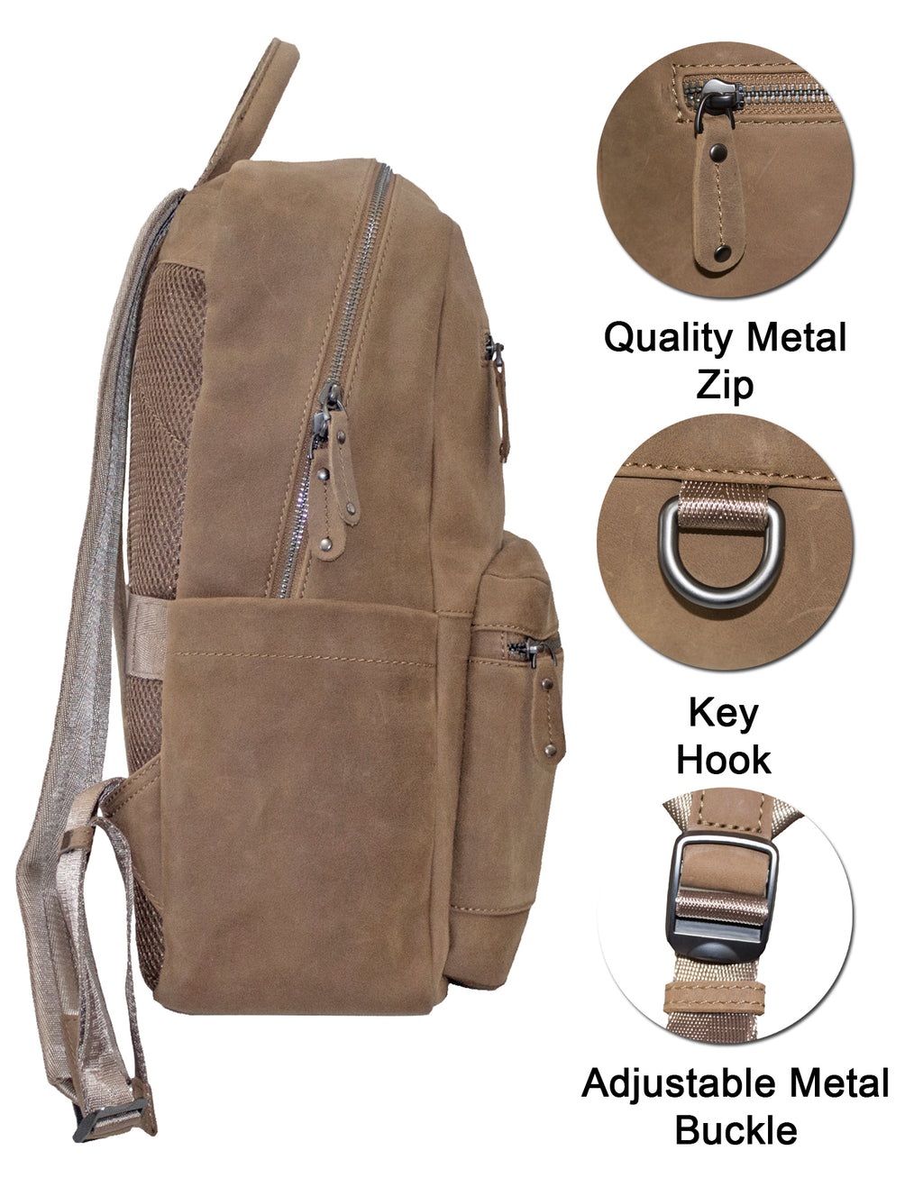 Fino FN-6807 Unisex Full Grain Genuine Leather 15-inch Laptop Backpack