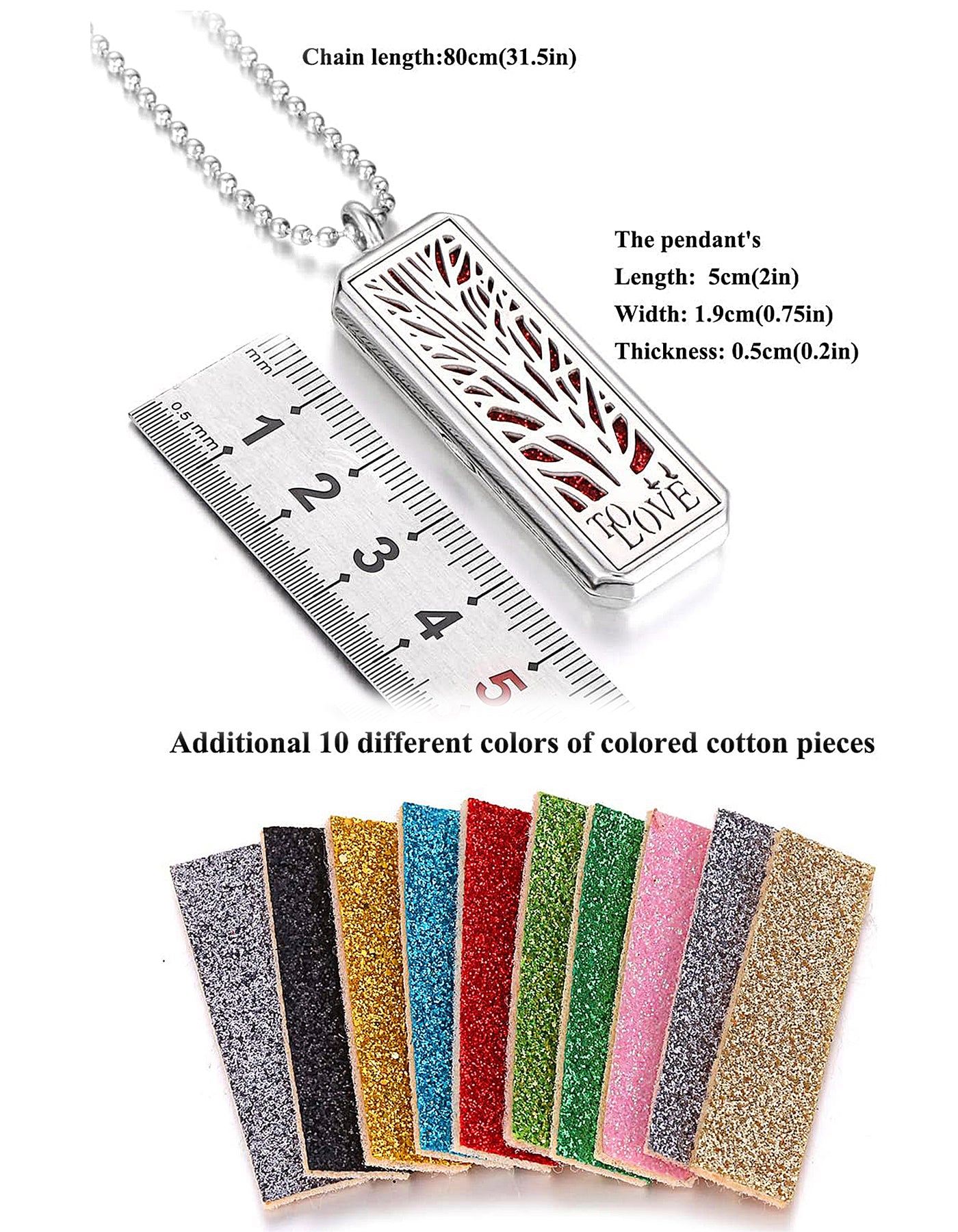 Just Aroma 08B01 Unisex Essential Oil Aromatherapy Titanium Locket Pendant Diffuser Necklace - Tree of Life To Love