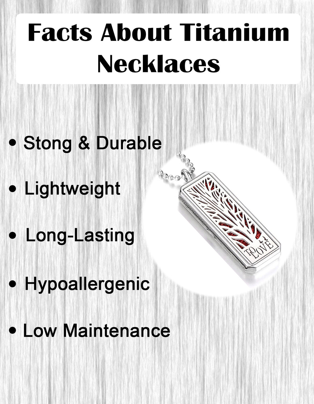 Just Aroma 08B01 Unisex Essential Oil Aromatherapy Titanium Locket Pendant Diffuser Necklace - Tree of Life To Love