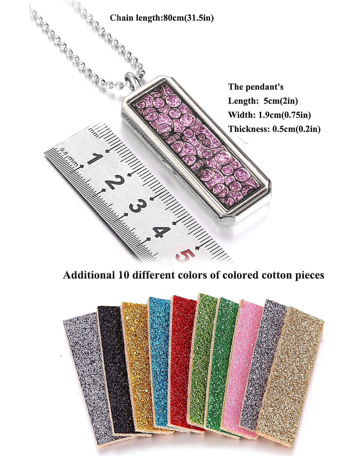 Just Aroma 08B02 Unisex Essential Oil Aromatherapy Titanium Locket Pendant Diffuser Necklace - Bubbles