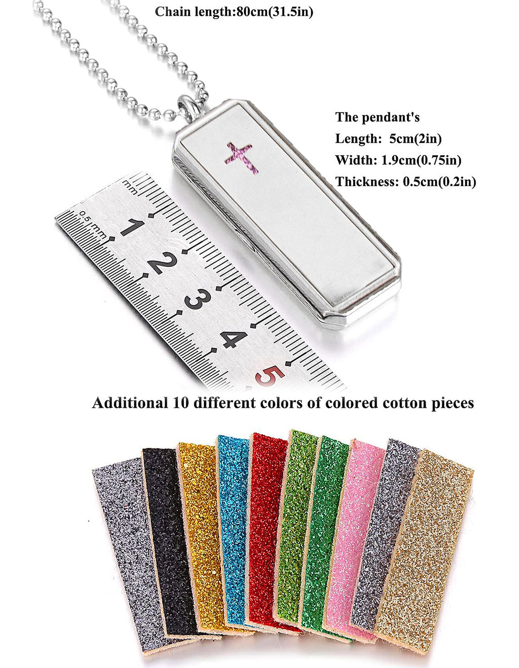 Just Aroma 08B08 Unisex Essential Oil Aromatherapy Titanium Locket Pendant Diffuser Necklace - Cross