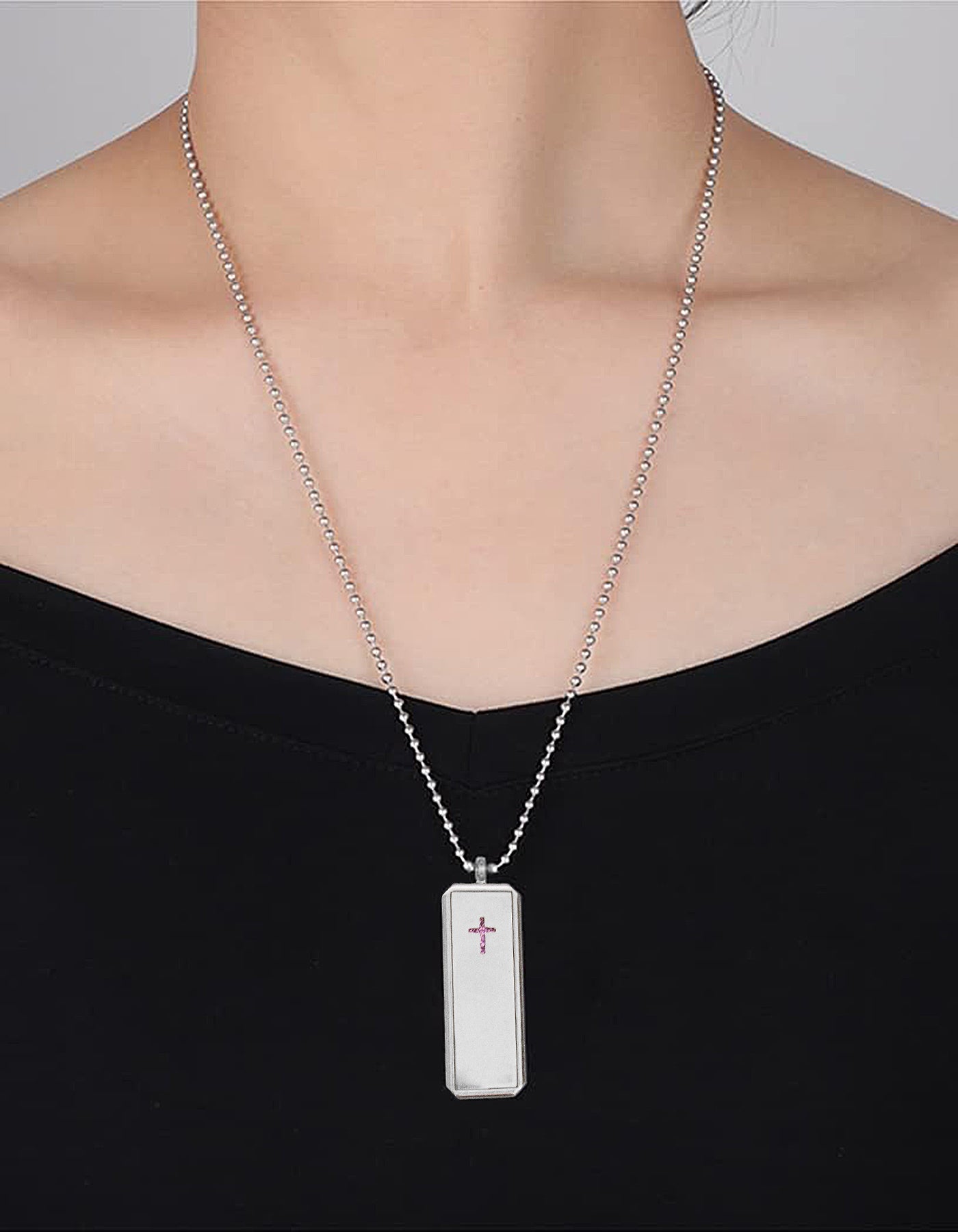 Just Aroma 08B08 Unisex Essential Oil Aromatherapy Titanium Locket Pendant Diffuser Necklace - Cross