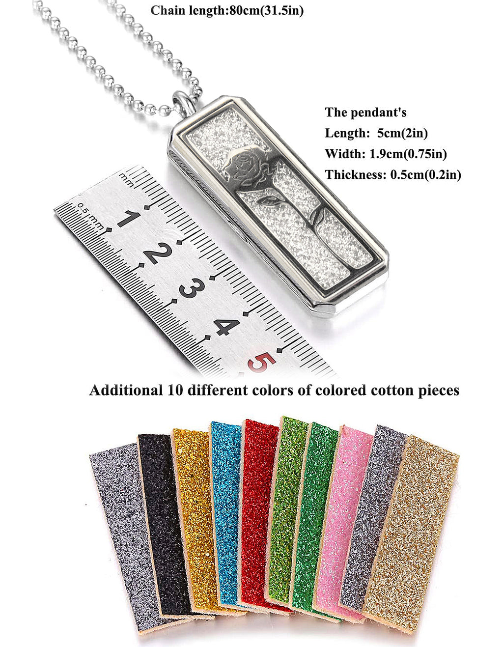 Just Aroma 08B09 Unisex Essential Oil Aromatherapy Titanium Locket Pendant Diffuser Necklace - Rose