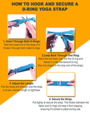 Tumaz Care 1C8FT Polyester-Cotton 8FT Double D-Ring Yoga Strap