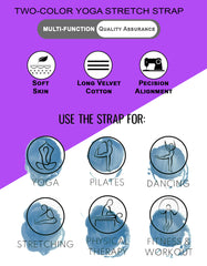 Tumaz Care 2C8FT Polyester-Cotton Two-Tone 8ft Yoga Strap for Pilates, Yoga