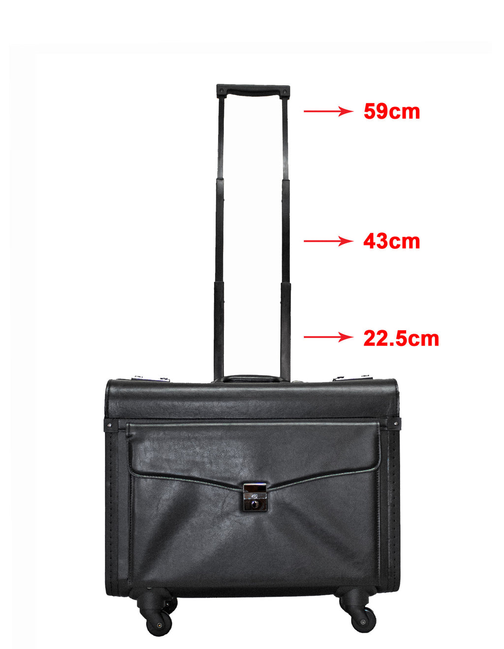 Fino 316-F4 PVC Leather 17" Laptop Pilot Trolley Case On 4 Wheels