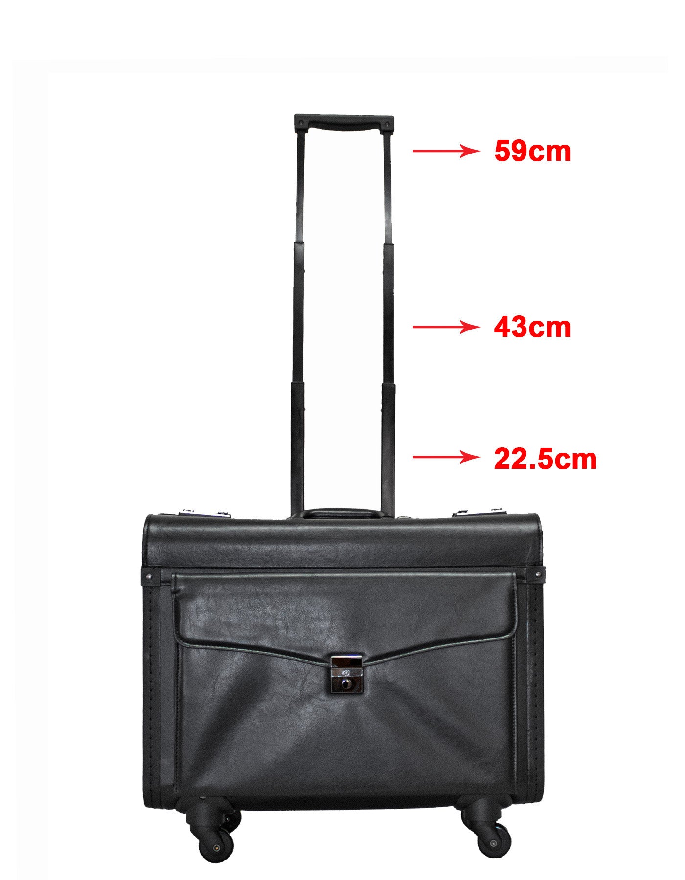 Fino 316-F4 PVC Leather 17" Laptop Pilot Trolley Case On 4 Wheels